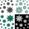 Set of four patterns with snowflakes