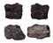 Set of four piece of coal isolated on a white