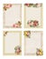 Set of four Printable vintage shabby chic style floral rose stationary on wood and paper background