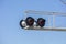 Set of four railroad crossing lights and ramp
