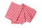 Set of four red and white checkered napkins. Kitchen accessories