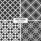 Set of four rhombuses tiles seamless patterns. Repeating ornaments