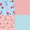 Set of four seamless abstract textures with stars