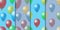 Set of four seamless patterns with colorful balloons in heaven in realistic style. Cute colorful illustration, vector eps10