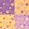 Set of four seamless patterns with flowers.