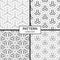 Set of four seamless patterns. Geometric tiles with triple hexagonal elements and filled shapes