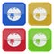 Set of four square icons, hamburger, melted cheese