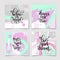 Set of four square posters hand lettering positive quote