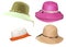 Set of four summer straw hats