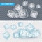 Set of four transparent ice cubes. Vector illustration