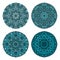 Set of four turquoise circular ornaments