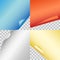 Set of four vector colorful shiny papers with curled corners iso