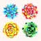 Set of four vibrant watercolor succulents. Hand drawn floral elements isolated on white background.