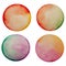Set of four watercolor painted circles.