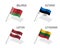 Set of four waving flag of Belarus, Estonia, Latvia and Lithuania. Simple symbols with flags