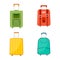 Set of four wheeled travel bags with luggage