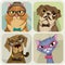 Set of fourcat and dog avatars oprtraits.