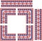 Set of frame elements for russian, ukrainian and scandinavian national knit styled border, red and blue colors