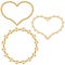 Set of frames in the shape of heart of small gold hearts