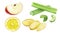 Set of frech celery with ginger, apple, lemon watercolor illustration isolated on whitre background
