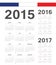 Set of French 2015, 2016, 2017 year vector calendars