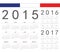 Set of french 2015, 2016, 2017 year vector calendars