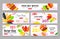 Set fresh beef burgers landing page vector flat illustration. Fast food online order menu discount