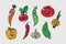 Set of fresh cute vegetable characters