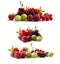 Set of fresh fruits and berries. Fruits and berries isolated on white background. Ripe currants, raspberries, cherries, strawberri