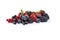 Set of fresh fruits and berries. Mix berries isolated on a white. Ripe blueberries, blackberries, currants and strawberries. Berri