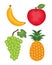 Set of fresh fruits tropical icons