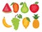 Set of fresh fruits tropical icons