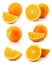 Set of fresh orange fruits isolated on white
