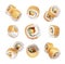 Set of fresh sushi rolls close-up isolated on a white background