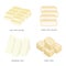 Set of Fresh Tofu and Bean Curd Slices. Organic and healthy food isolated element Vector illustration.