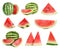 Set of fresh watermelons on white background