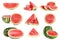 Set of fresh watermelons on white background