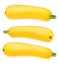 Set of fresh whole yellow vegetable marrow zucchini isolated on a white background.