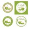 Set of fresh young coconut badge label and logo