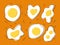 Set of fried eggs, a collection of soft-boiled eggs. Delicious and healthy breakfast of eggs. The concept of proper and
