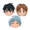 Set front view face cute anime tennagers several facial expression