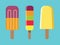 Set of fruit colorful ice cream bar on stick in flat style, vector illustration. Ice cream, lolly ice icons set, Flat design.