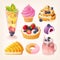 Set of fruit desserts vector images