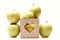 Set of fruit placed in wooden valentines box with heart