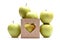 Set of fruit placed in wooden valentines box with heart