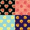 Set of Fruit seamless pattern.Watermelon,garnet,persimmon,lemon