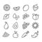 Set of fruit and vegetable, honey outline icons