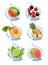 Set of fruits and berries in water splash. Apricot, watermelon, cherry, papaja, pineapple, limon, orange, mint, strawberry?