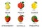 Set of fruits. Different colorful fruits. Fresh food, healthy eating concept.