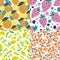 Set of fruits seamless pattern. Cherry berries, apples, lemons, strawberries